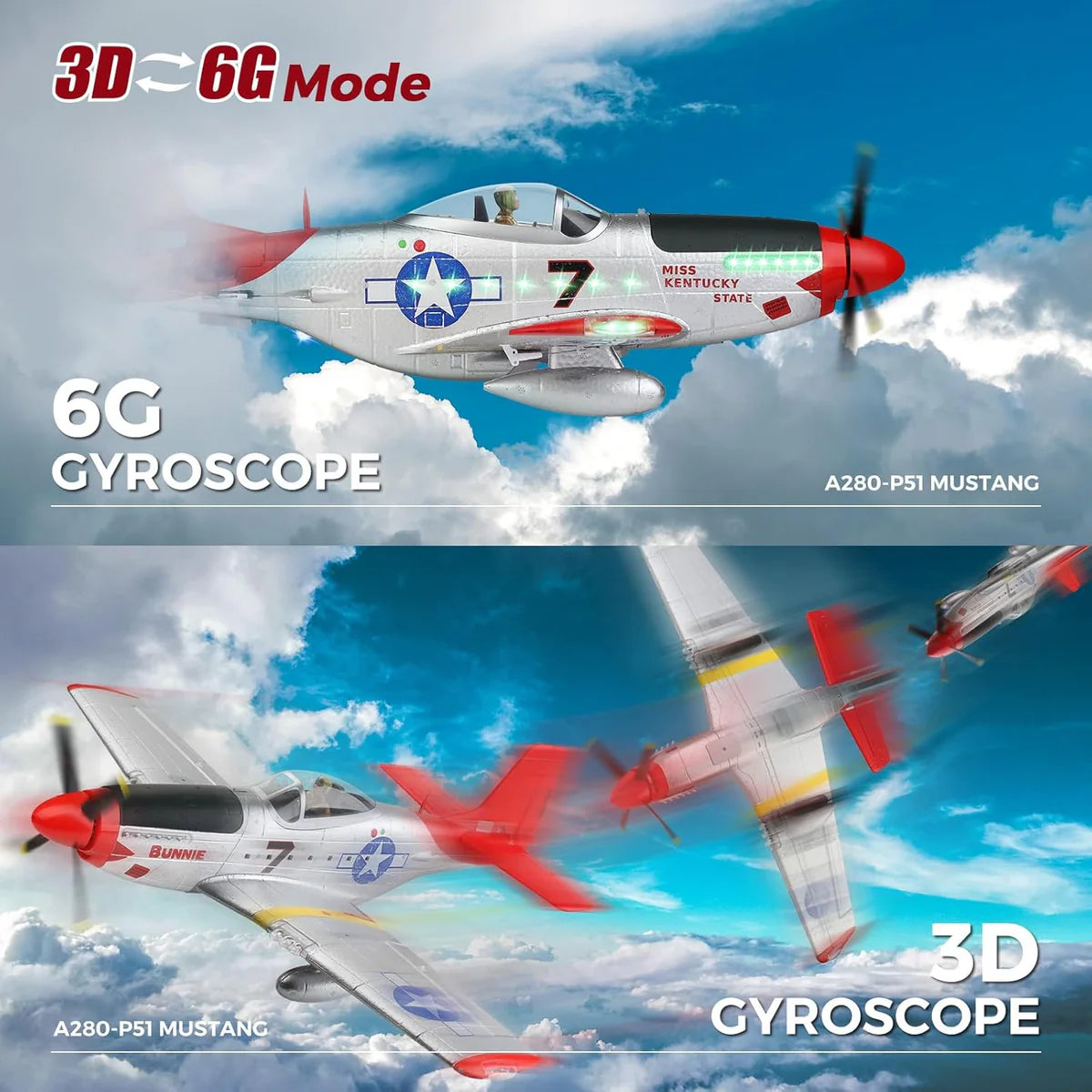WLTOYS XK A280 P51 Mustang 6G/3D Brushless RC Plane