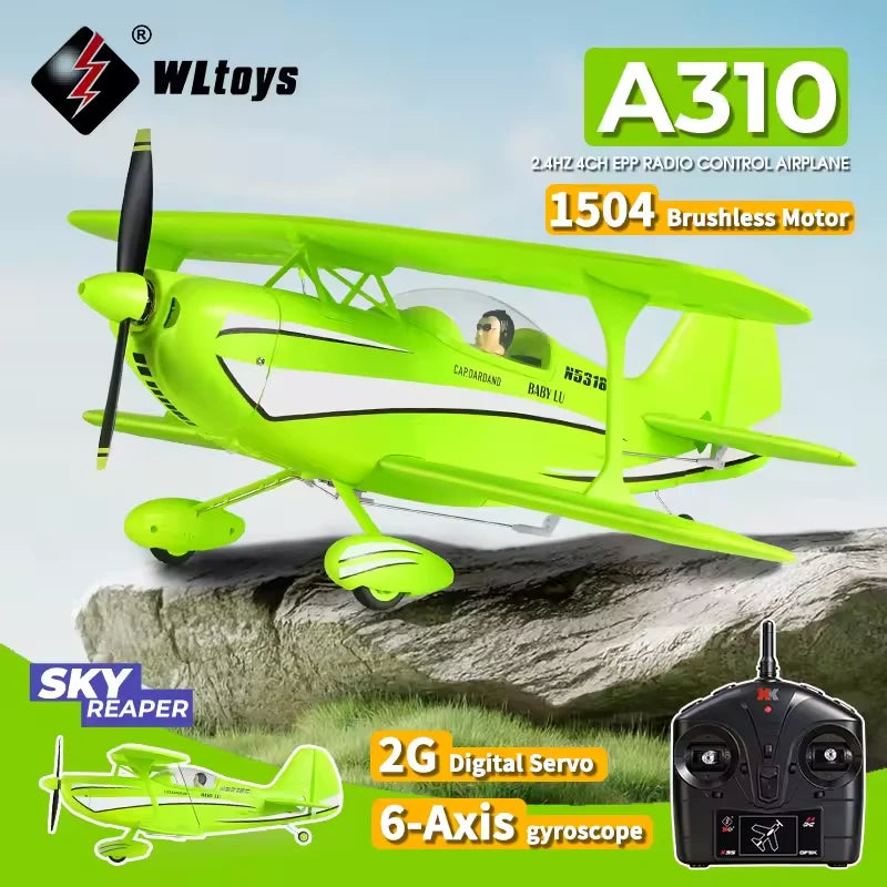 WLtoys A310 Beech D17S RC Airplane 4CH Brushless 3D/6G with 6-Axis Gyro – 1 Battery