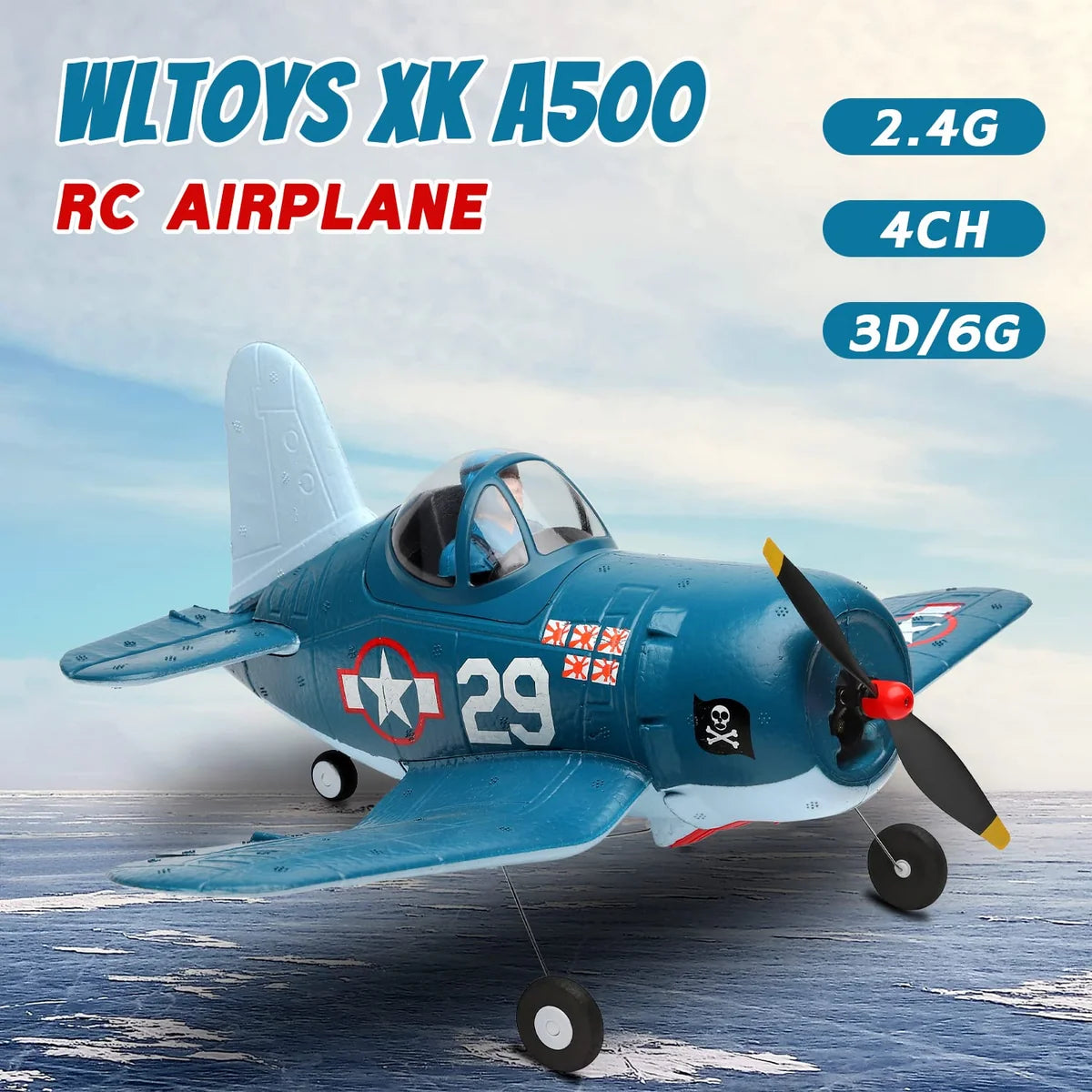 WLtoys XK A500 F4U Corsair 2.4GHz 6CH RC Airplane with 3D/6G Flight Mode & Gyroscope – 1 Battery
