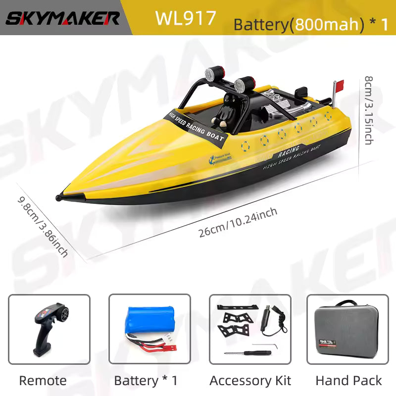 Wltoys WL917 2.4G RC Jet Boat 16km/h Waterproof Racing Red/Yellow