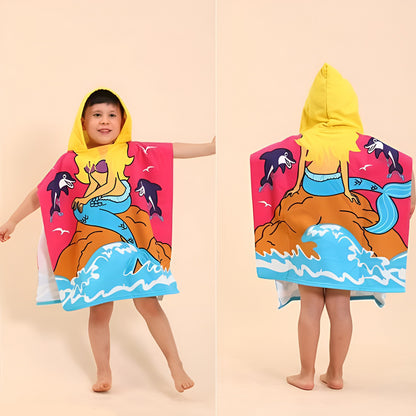 Snuggly Joy: Adorable Cartoon Print Hooded Microfiber Baby Bath Towel - Kidspark