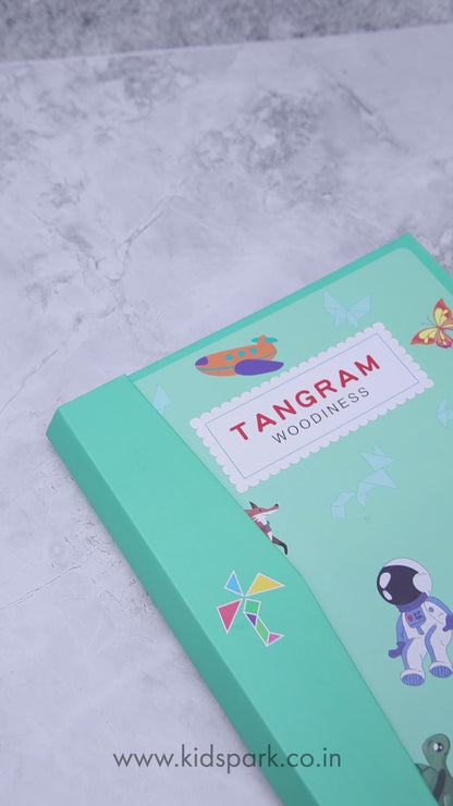 TANGRAM wooden magnetic puzzle book game for kids, Educational and early development