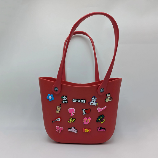 Crocs - big beach bag with jibbitz Red